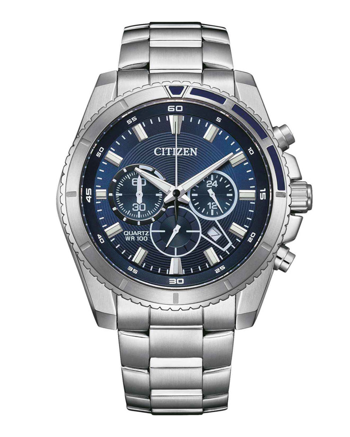 Roloi Citizen AN8201-57L Chrono  quartz 100M Chronograph Silver Stainless Steel Bracelet