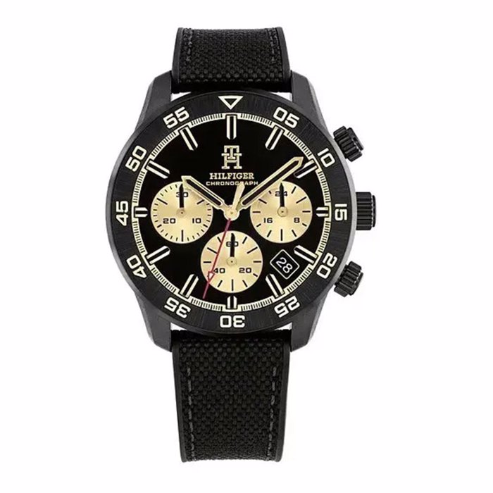 Roloi Tommy Hilfiger 1792182 me ubridiko louri ufasma me kaoutsouk