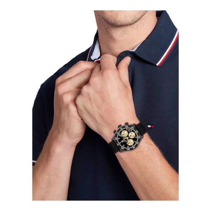 Roloi Tommy Hilfiger 1792182 me ubridiko louri ufasma me kaoutsouk